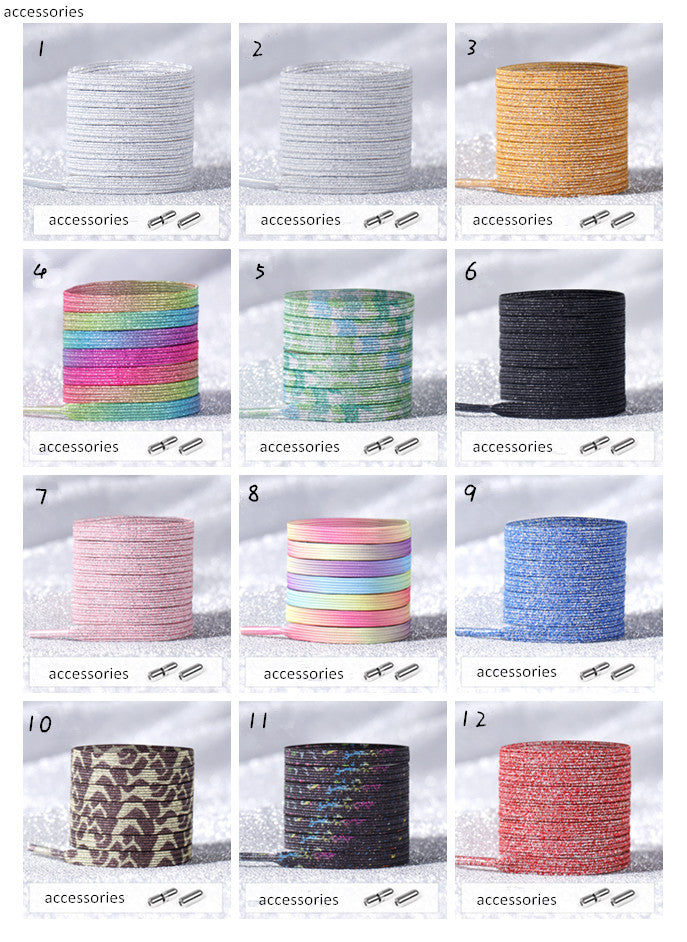 No Tie Glitter Shoelaces With Metal Buckle
