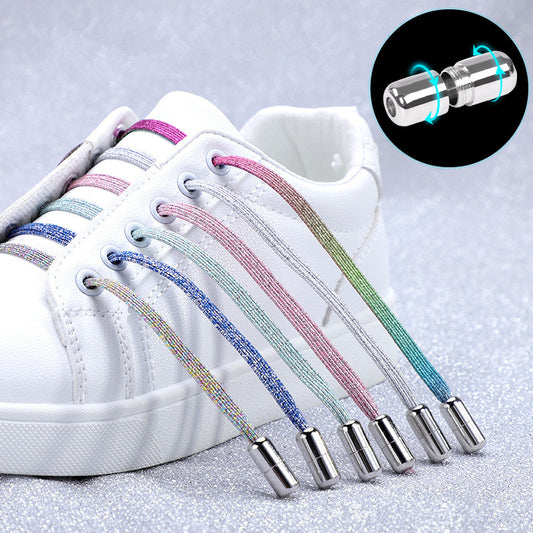 No Tie Glitter Shoelaces With Metal Buckle