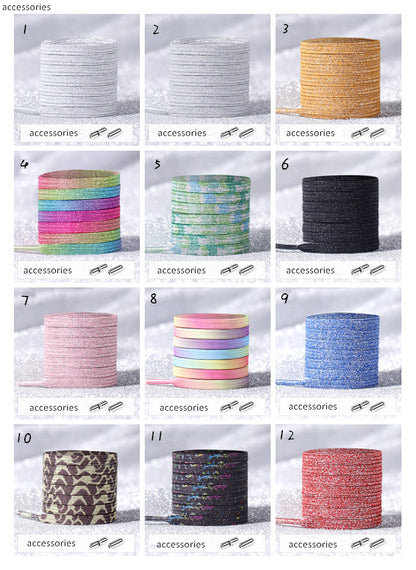No Tie Glitter Shoelaces With Metal Buckle