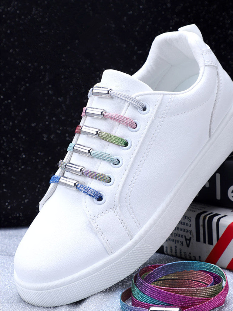No Tie Glitter Shoelaces With Metal Buckle