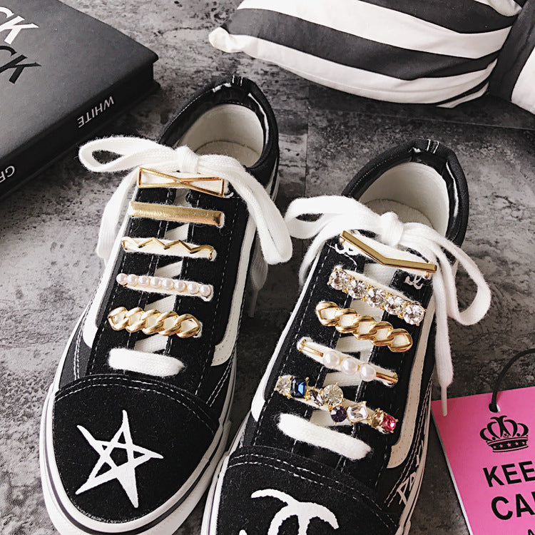 Crystal Pearl Star Gold Shoe Tag For Shoe