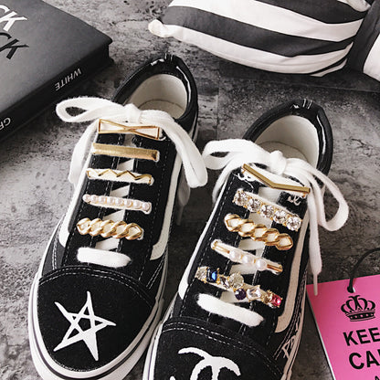Crystal Pearl Star Gold Shoe Tag For Shoe