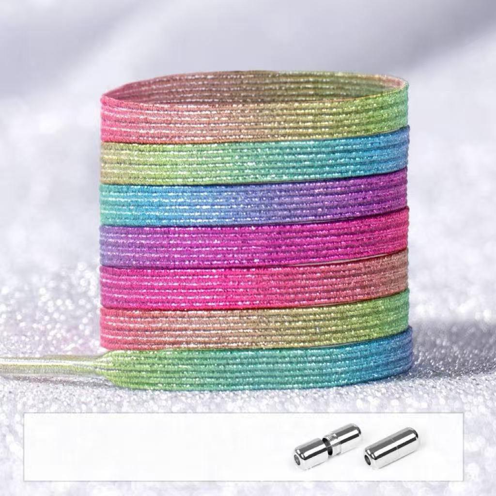 No Tie Glitter Shoelaces With Metal Buckle
