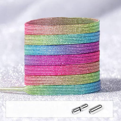 No Tie Glitter Shoelaces With Metal Buckle