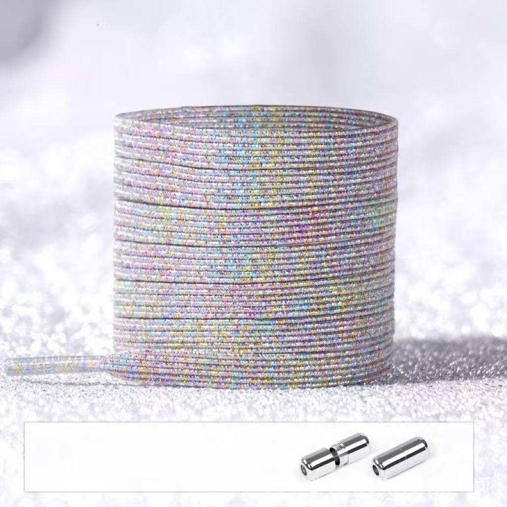 No Tie Glitter Shoelaces With Metal Buckle