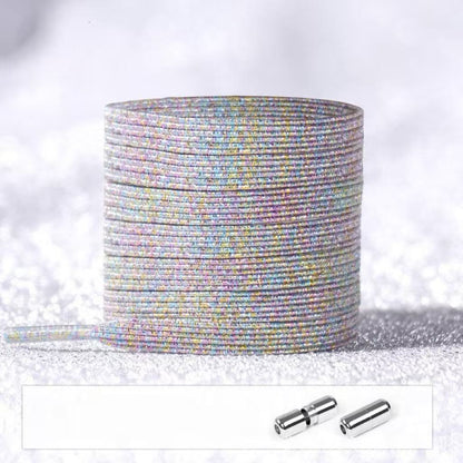 No Tie Glitter Shoelaces With Metal Buckle