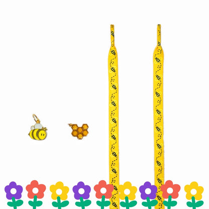 Yellow Bee Shoelaces With Charms
