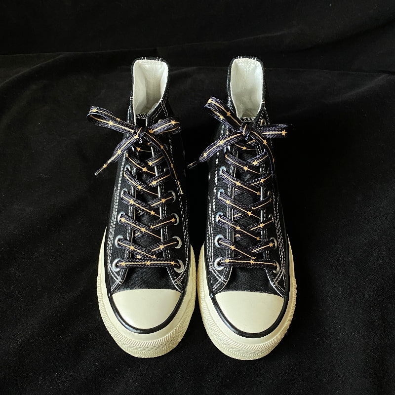 Yellow Star Black Shoelaces