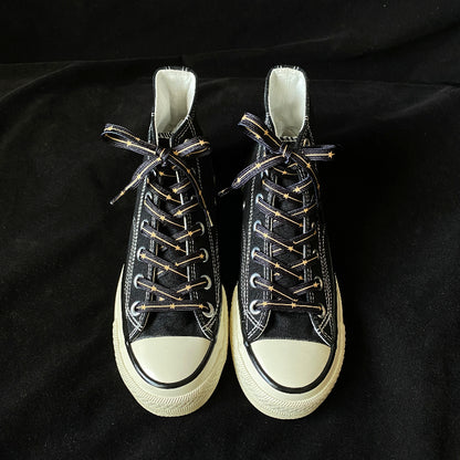 Yellow Star Black Shoelaces