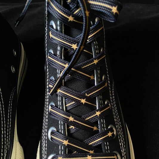 Yellow Star Black Shoelaces