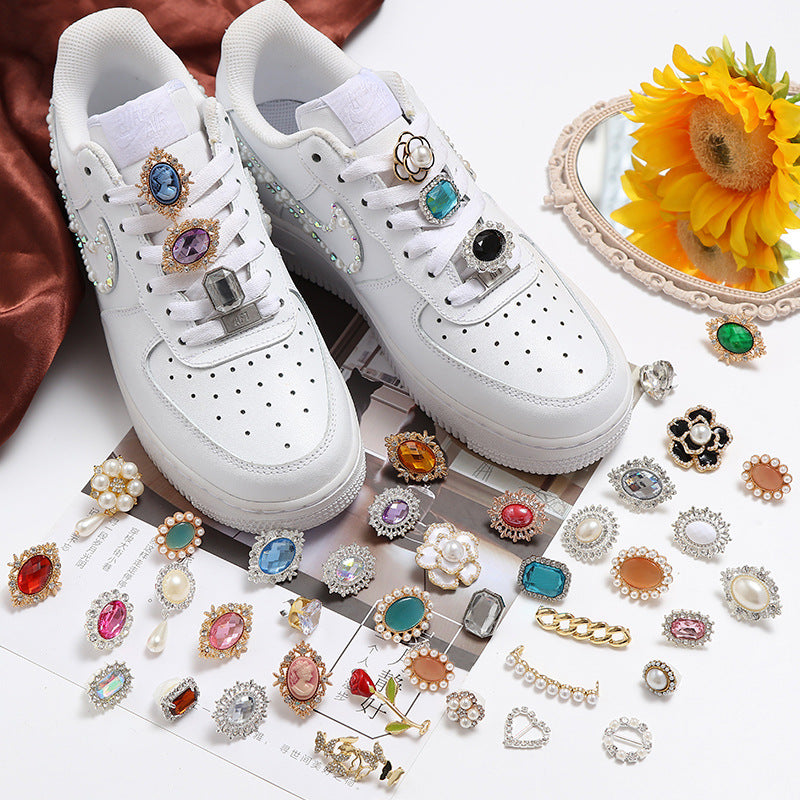 Rose Tag For Shoe, Rhinestone Tags