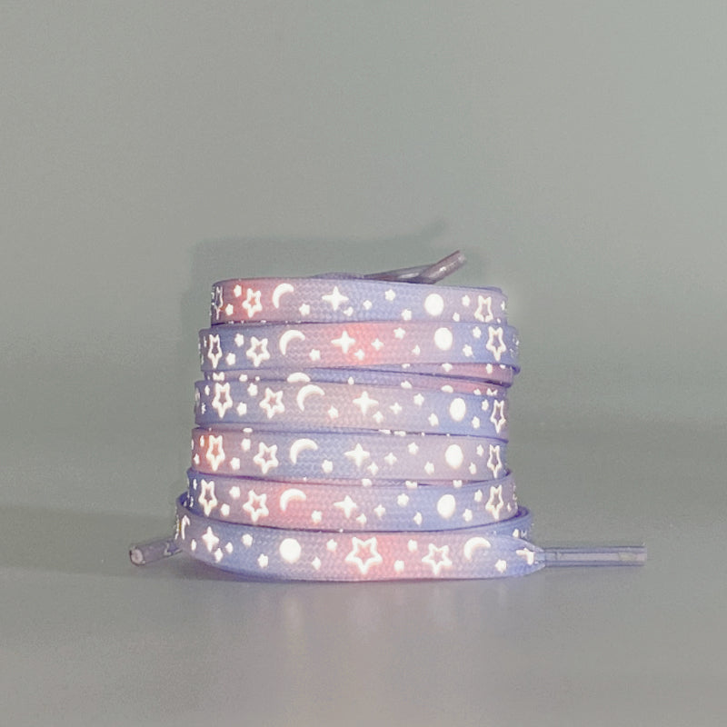 Star and Moon Light Reflective Rope Shoelaces