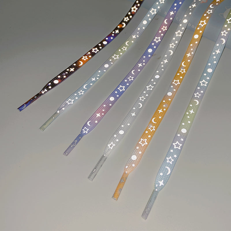 Star and Moon Light Reflective Rope Shoelaces