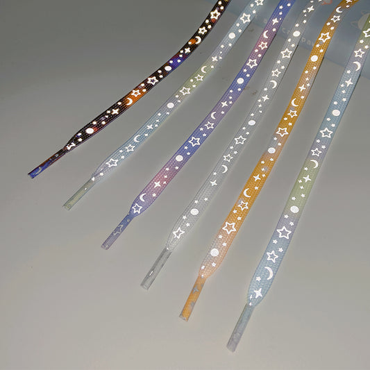 Star and Moon Light Reflective Rope Shoelaces