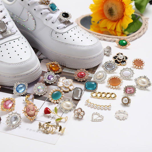 Rose Tag For Shoe, Rhinestone Tags