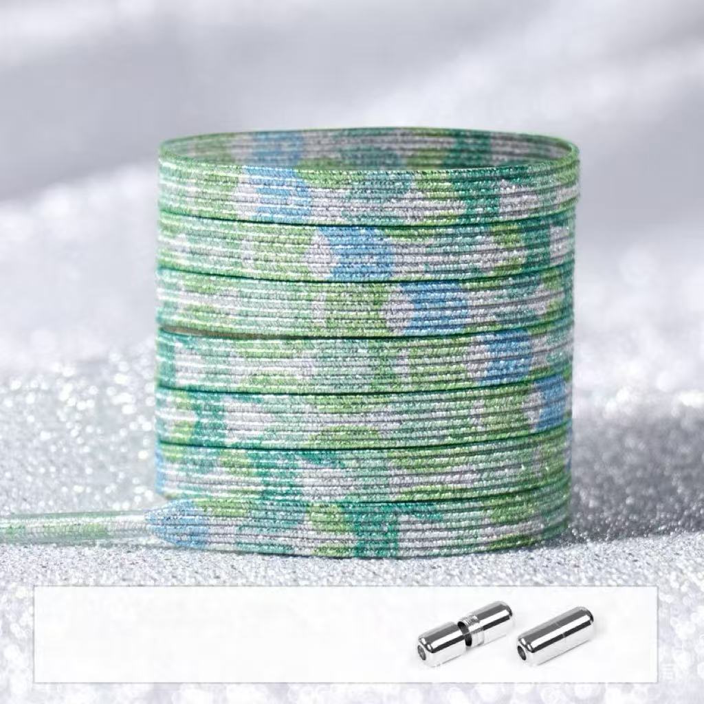 No Tie Glitter Shoelaces With Metal Buckle