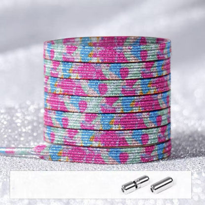 No Tie Glitter Shoelaces With Metal Buckle