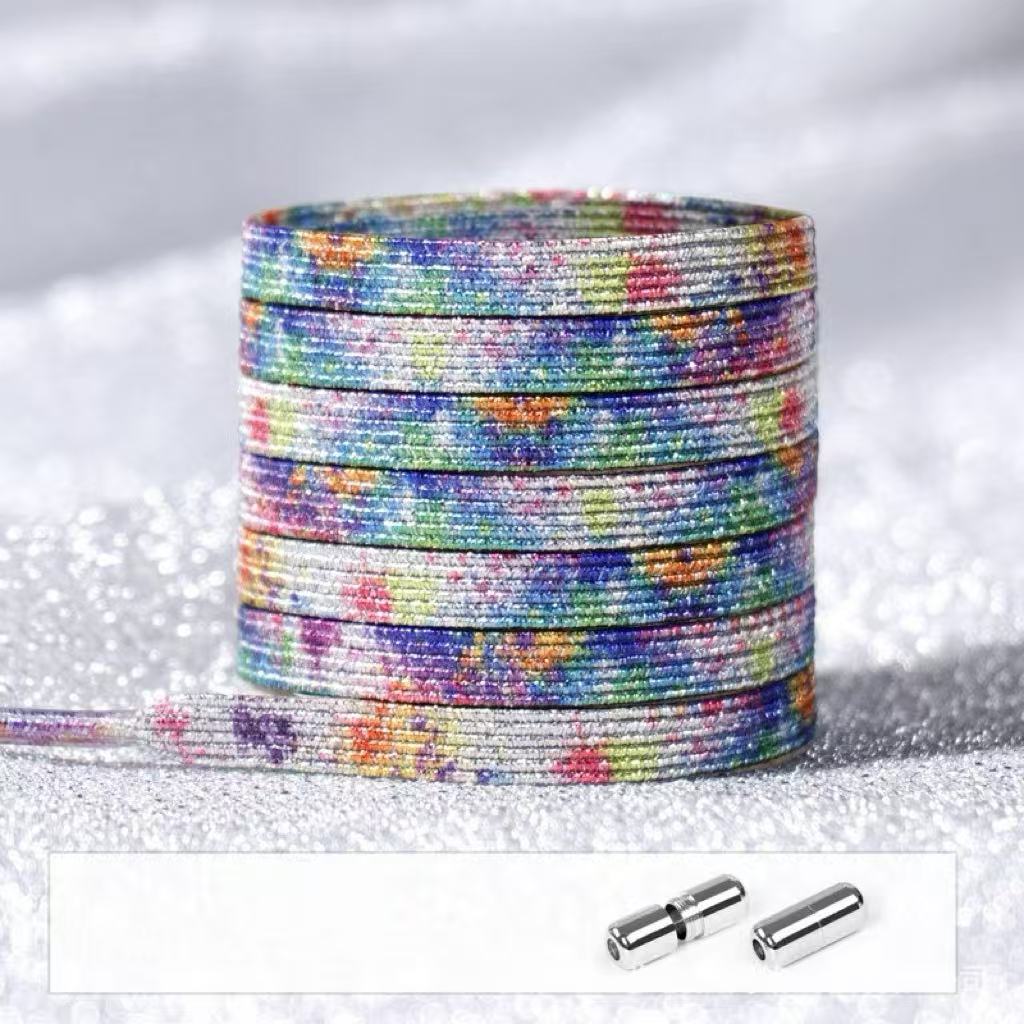 No Tie Glitter Shoelaces With Metal Buckle