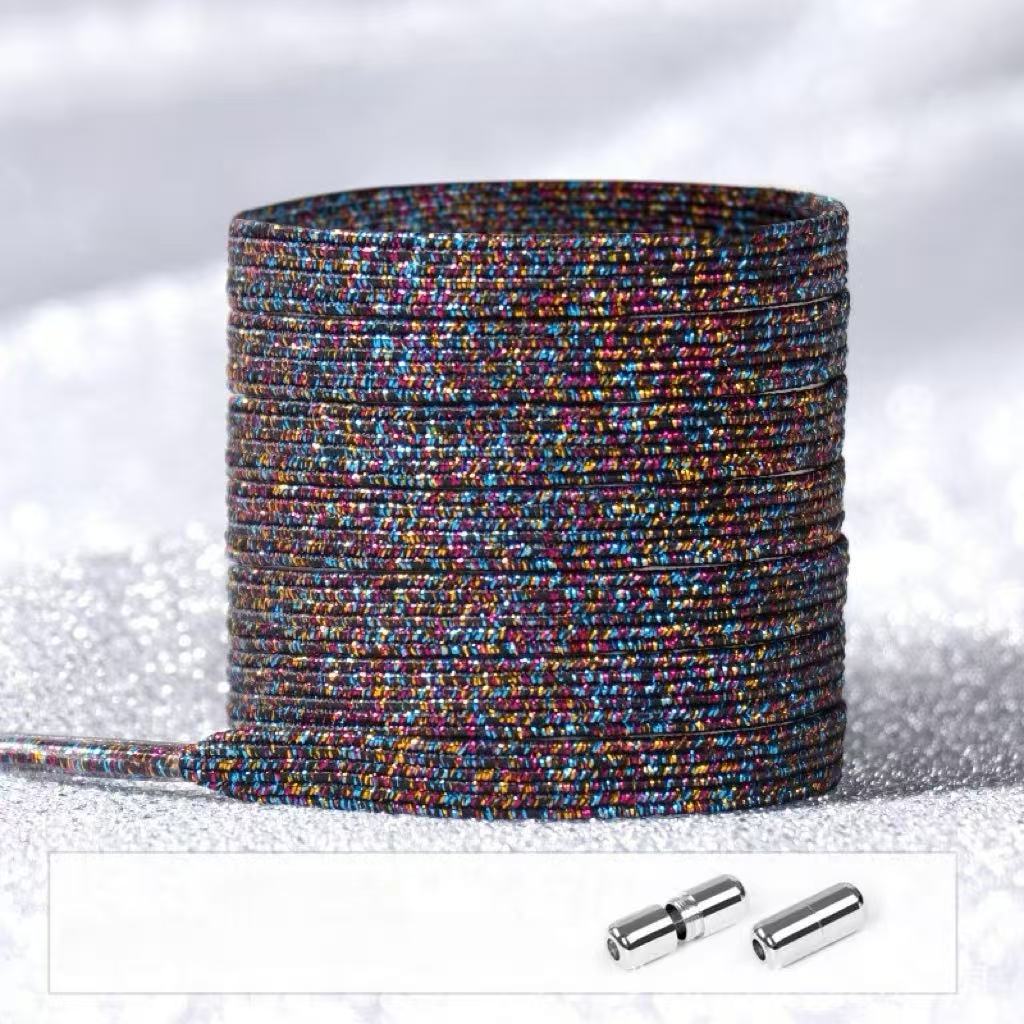 No Tie Glitter Shoelaces With Metal Buckle
